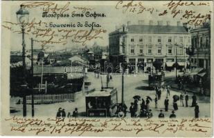 1903 Sofia, Sophia, Sofiya; Place Bania Bach / square, trams (EK)