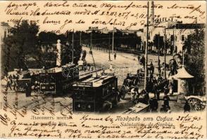 1903 Sofia, Sophia, Sofiya; Le pont du lion / bridge, trams