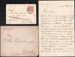 Judaika levelezés tétel: Heller Bernát professzornak írt 5 db levél, levelezőlap, Dr. Weiss Ábrahám ...
