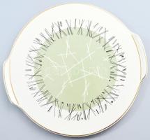 Grunstadt vintage tortatál. Jelzett, kopással, egyik lábán gyári anyaghibával, d: 31 cm