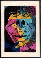 Gálfi István 2 db grafika. Szenezett linómetszet jelzett 25x17,5 cm