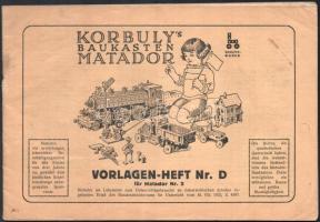cca 1930 3 db építő játék leírás Korbuly's Baukasten 32p. sok képpel