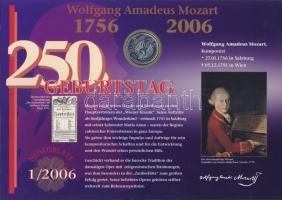 Németország 2006. 10€ Ag "Wolfgang Amadeus Mozart" nagyalakú emlékíven elsőnapi ...