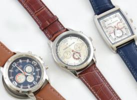 3 darab férfi karóra, kvarc, Atlas, Daniel Hechter, bőr szíjjal