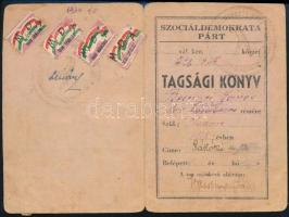 1945 MSzDp szocdem tagsági könyv tagsági bélyegekkel