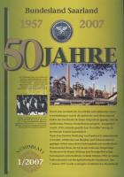 Németország 2007. 10€ Ag "50 éves a Saar-vidék" nagyalakú emlékíven elsőnapi bél...