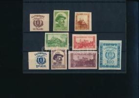 Nyugat-Magyarország VII. 1921 9 db vágott bélyeg Bodor vizsgálójellel (20f és 40f rozsda / stain) (**16.500)