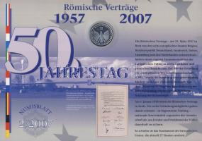 Németország 2007. 10€ Ag "50 éves a római szerződés" nagyalakú emlékíven elsőnap...