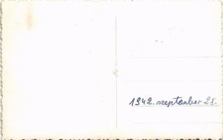 1942 Levente katonák felvonulása zászlókkal. photo