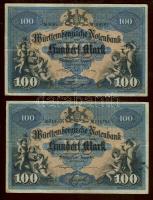 Német Birodalom/Császárság/Württemberg/Länderbanknote 1911. 100M (2x) 2klf aláírással (variánsok) T:III
