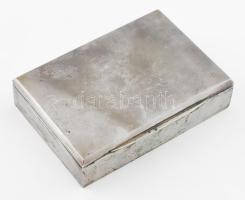 Ezüst(Ag) doboz fa betéttel, jelzett, 15,5×11×3,5 cm, bruttó: 395,3 g