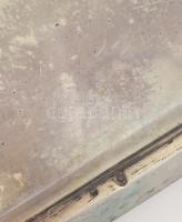 Ezüst(Ag) doboz fa betéttel, jelzett, 15,5×11×3,5 cm, bruttó: 395,3 g
