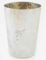 Ezüst(Ag) pohár "Dezső" felirattal, jelzett, m: 8,5 cm, nettó: 73,5 g