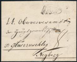 1834 Távolsági levél teljes tartalommal, 8kr portóval OEDENBURG - Neyberg. Ex Provera.