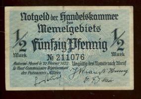 Német Önálló Területek/Memelgebiet 1922. 1/2M hatjegyű számmal T:III