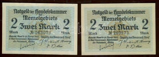 Német Önálló Területek/Memelgebiet 1922. 2M (2x) 2klf vízjellel T:I
