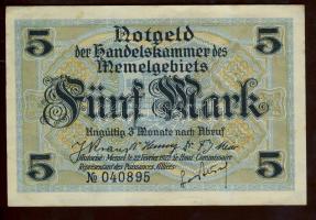 Német Önálló Területek/Memelgebiet 1922. 5M T:II