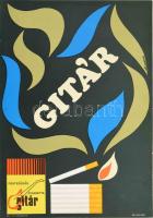 cca 1970 Gitár cigaretta, kisplakát, papír, Wellner '69 jelzéssel a plakáton, Hungexpo, 24x17 cm