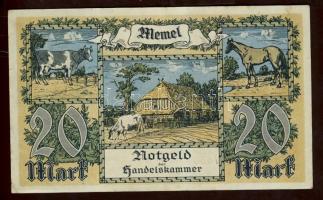 Német Önálló Területek/Memelgebiet 1922. 20M ritkább vízjellel! T:II- jobb oldalon pici berepedés