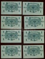 Német Birodalom/Császárság 1914. (1917.) 1M piros pecséttel (9x)egymásutáni illetve kevés ugrású sorszámokkal, elő és hátlapi alsó fehér csíkkal + hátlapi nyomat erősen felcsúszva T:I