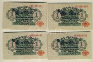 Német Birodalom/Császárság 1914. (1917.) 1M piros pecséttel (4x)egymásutáni illetve kevés ugrású sor...