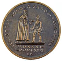 Borsos Miklós (1906-1990) 1981. "II. Rákóczi Ferenc / Illustris Schola Sáros-Patachina" kétoldalas öntött bronz emlékérem (87m) T:AU
