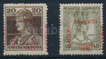Szeged 1919 2 klf bélyeg elcsúszott felülnyomással, Bodor vizsgálójellel