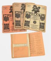 1933 Muskátli, magyar kézimunka újság 3 száma, mellékletekkel, + mintagyűjtemény .