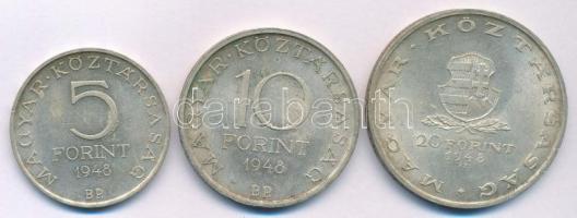 1948. 5Ft Ag "Petőfi" + 10Ft Ag "Széchenyi" + 20Ft Ag "Táncsics", &quo...