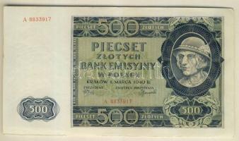 Német 3. Birodalom/Lengyel Főkormányzóság 1940. 500Zl T:I-