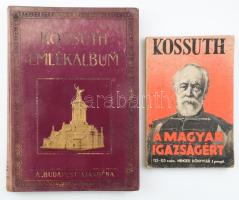 Kossuth a magyar igazságért. Válogatta és magyarázattal ellátta: Bodor György. A szövegrajzok és a borítólap Fáy Dezső munkája. Nemzeti Könyvtár VI. évf. 122-123. szám. Bp.,1944, Stádium. Kiadói papírkötés, kopott, foltos, kissé sérült borítóval. + Kossuth Emlékalbum. Kossuth Lajos halála, temetése és mauzoleumának felavatása. Szerk.: Dr. Kovács Dénes. A &quot;Budapest&quot; ajándéka előfizetőinek. Bp., 1910,&quot;Budapest&quot;, 1 t.+231 p. + 4 t. Fekete-fehér képekkel, fotókkal, valamint három színes műmelléklettel. Kiadói aranyozott egészvászon-kötés, kopott, foltos borítóval, kopott, foltos borítóval, egy tábla szakadt, egy hiányzik.