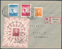 1934 LEHE blokk alkalmi ajánlott levélen Bécsbe