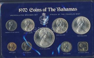 Bahama-szigetek 1970. 1c, 5c, 10c, 15c, 25c, 50c Ag, 1$ Ag, 2$ Ag, 5$ Ag forgalmi szettben, benne bruttó 100,43g Ag! T:BU Eredeti tokban (sérült)!