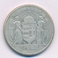 1930. 5P Ag "Horthy jobbra" T:F patina 
Adamo P8