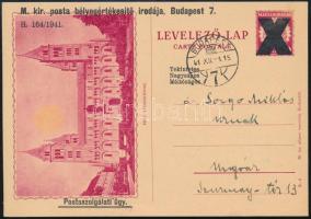 1941 B-2 városképes díjjegyes levelezőlap postaszolgálati felülnyomással felhasználva