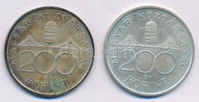 1993. 200Ft Ag "MNB" + 1994. 200Ft Ag "Deák" T:XF patina, Adamo F13, F13.1