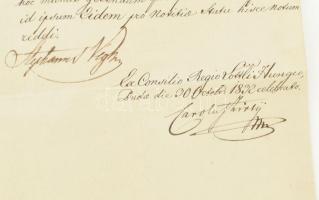 cca 1832-54, 2 db okmány: 1832 Gróf Zichy Károly (1779-1834) fősipán autográf aláírásával ellátott k...