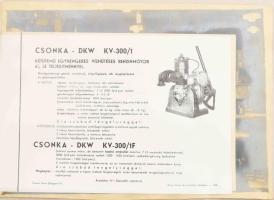 cca 1940 Csonka Gépgyár Csonka NL-300/2 és Csonka DKW KV-300/1 - KV-300/1F prospektusok (1-1 db) + Csonka Gépgyár üzemcsarnokának fotója munka közben,19x20 cm