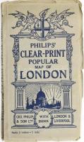 1920 London térkép. Philips Clear-print popular map of London. utcajegyzékkel, kissé szakadt borítóv...