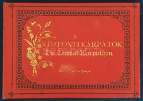 A Központi Kárpátok. Die Central-Karpathen. Magyar és német nyelven feliratozott turisztikai leporelló.  Eperjes, [1874]. Divald K. és Fia. 17 t. (fénynyomatok, a felvételek mérete 60x88 mm). Idősebb Divald Károly fotográfus, a Tátra fotográfusának leporelló albumba rendezett felvételei a Magas-Tátráról. A neves fotográfus albumának készülési évét két, az albumban szereplő fotó alapján határoztuk meg. A Tátrafüred közelében található Róza-men[edék]ház 1893 szeptemberében leégett, albumunkban már a kibővített, újjáépített változat látható. Erősebb bizonyíték viszont a ,,Középorom a nagy-tarpataki völgy felől" című felvétel, melyet a fotográfus önálló, kartonra ragasztott, bővebb impresszummal ellátott változatban is értékesített, melynek kiadási éve 1897. Az egyes felvételek: A Központi Kárpátok. Ó-Tátrafüred. Uj-Tátrafüred. Alsó-Tátrafüred. Róza-menház. Nagy-tarpataki völgy. Tarpataki völgy. Tájrészlet a nagy-tarpataki völgyben. Kriván-csúcs Podbranszko felől. A Nagy-Tarpatak alsó vízesése. A Kis-Tarpatak óriási vízesése. A nagy-Tarpatak felső vízesése. Felkai völgy, Hosszú-tó. Csorbai-tó. Popper-tó. Középorom a nagy-tarpataki völgy felől. Lengyel-nyereg. A leporelló belív a verzóján két helyen megerősítve. Aranyozott, festett, vaknyomásos kiadói egészvászon kötésben. Haránt alakú album, jó példány.