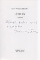 Grunwalsky Ferenc: Levelek L&amp;M-nek. (Dedikált.) Budapest, 2002. Telekép Kiadó (Nalors Grafika Kft., Vác). 155 + [5] p. + 8 t. Egyetlen kiadás. Dedikált: ,,Németh Andor úrnak tisztelettel Grunwalsky Ferenc&quot;. Grunwalsky Ferenc operatőr-filmrendező filmes tárcái eredetileg az Élet és Irodalom 1997-2001 közötti lapszámaiban jelentek meg. A kötethez Orbán Ottó írt előszót. Fűzve, illusztrált kiadói borítóban. Jó példány.