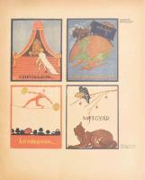 1914 Bíró Mihály 4 db reklám terv melléklet a Díszítőművészet 1914, es első évfolyamából. Ofszet, lapméret 21x26 cm