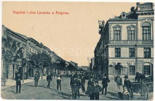 1914 Podgórze, Magistrat i ulica Lwowska / town hall, street view, shops. W.L. Bp. 3099. + &quot;K. K. Landst.-Baon No. 89.&quot; (EM)