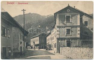 Pontebba, Pontafel; Hauptstrasse / main street, café (EB)