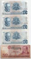 Vegyes: 7db-os bankjegytétel (6db külföldi, 1db magyar), közte Norvégia 1976-1983. 10K (3db, 2xklf) T:F,VG Mixed: 7pcs banknote lot (6pcs foreign, 1pc Hungarian), within Norway 1976-1983. 10 Kroner (3pcs, 2xdiff) C:F,VG