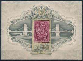 1949 Lánchíd III. blokk álló vízjellel (165.000) (kis rozsdafolt a bélyeg alsó részénél / small stain spot at the bottom of the stamp)