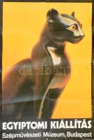 1991 Szépművészeti múzeum egyiptomi kiállítás, kiállítási plakát 80x60 cm, Hajtásnyomokkal
