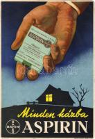 cca 1920 Órarend, hátoldalon Aszpirin reklámmal 17x25 cm