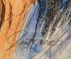 Rubint Ávrahám Péter (1958-): Női akt. Nyomat, akvarell, ceruza, papír, kartonra kasírozva, jelzett,...