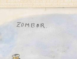 Fejes Imre (Emerik, 1904-1969): Zombori részlet. Vegyes technika, papír, jelzett, üvegezett fakeretb...